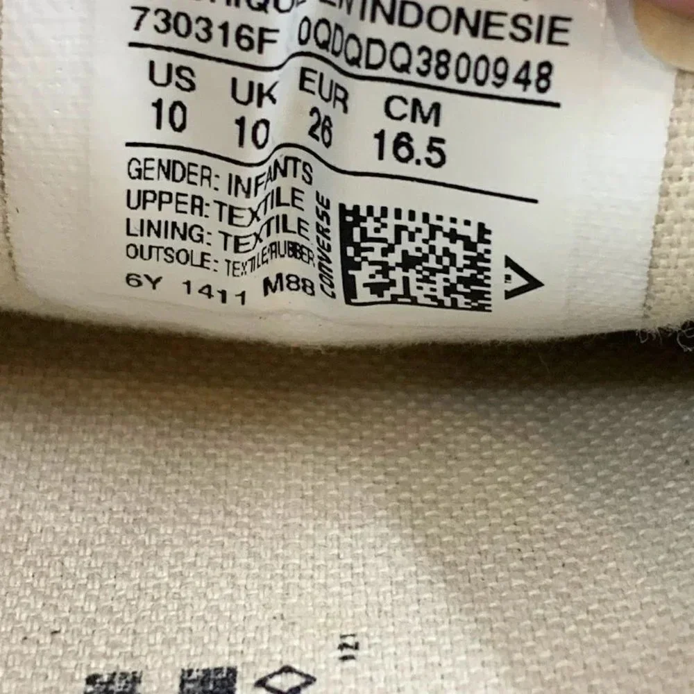 Converse Kids All Star Gray Cushioned 730316F Pull On Low Top‎ Shoe Size 10